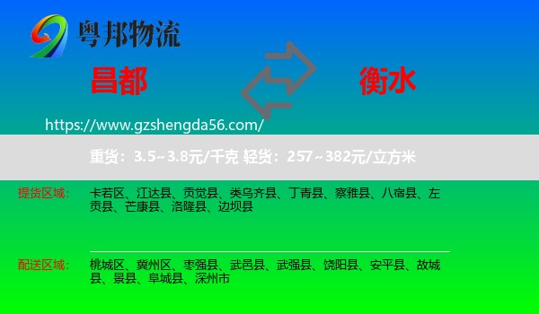 昌都到衡水物流专线