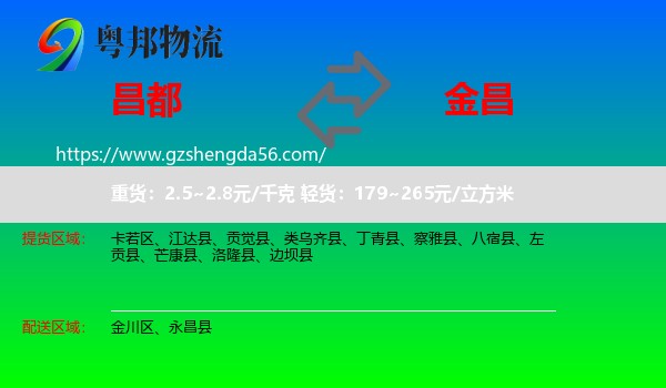 昌都到金昌物流专线