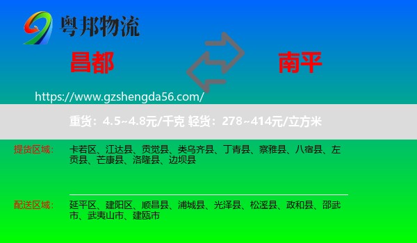 昌都到南平物流专线