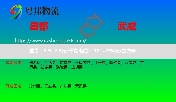 昌都到武威物流专线