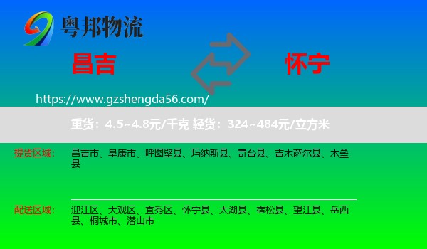 昌吉到怀宁县物流专线