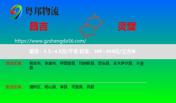 昌吉到灵璧县物流专线