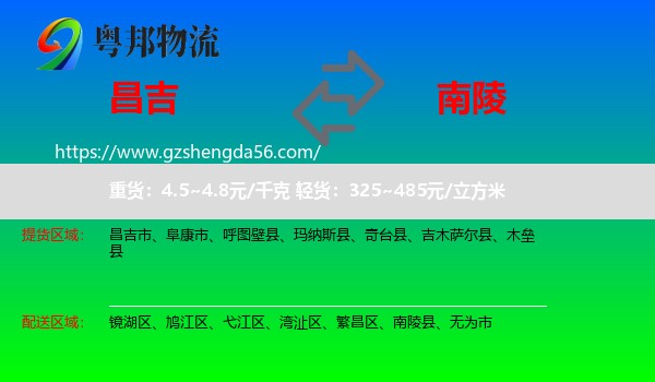 昌吉到南陵县物流专线