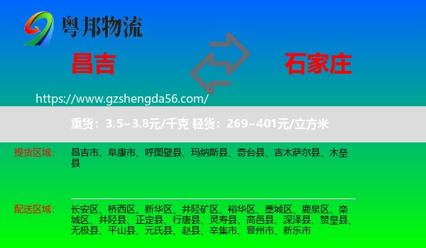 昌吉到石家庄专线