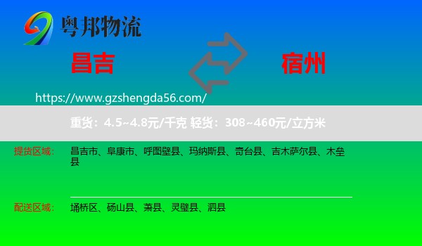昌吉到宿州物流专线