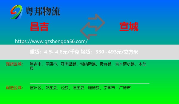昌吉到宣城物流专线