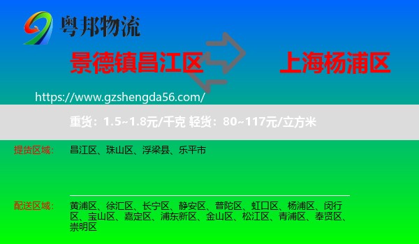 昌江区到杨浦区物流专线