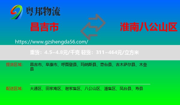 昌吉市到八公山区物流专线