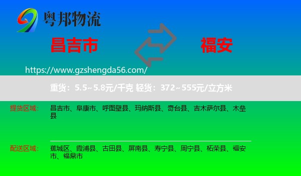 昌吉市到福安市物流专线