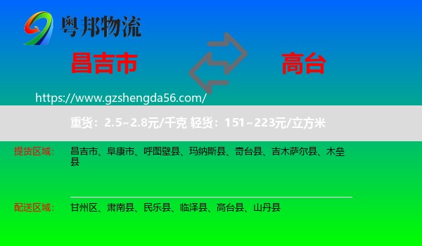 昌吉市到高台县物流专线