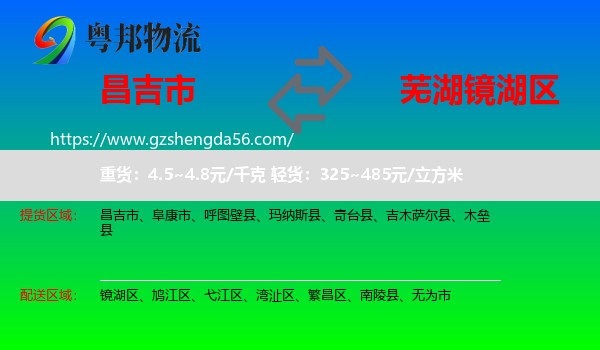 昌吉市到镜湖区物流专线