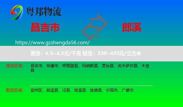 昌吉市到郎溪县物流专线