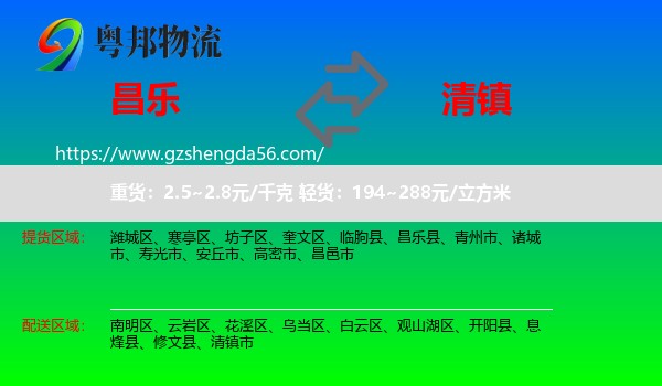 昌乐县到清镇市物流专线