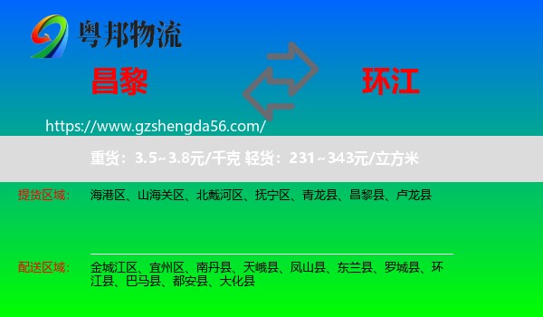 昌黎县到环江县物流专线