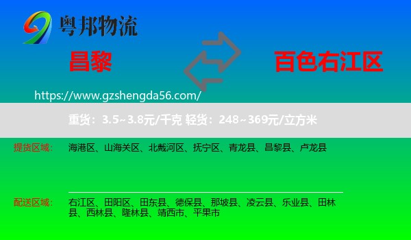 昌黎县到右江区物流专线