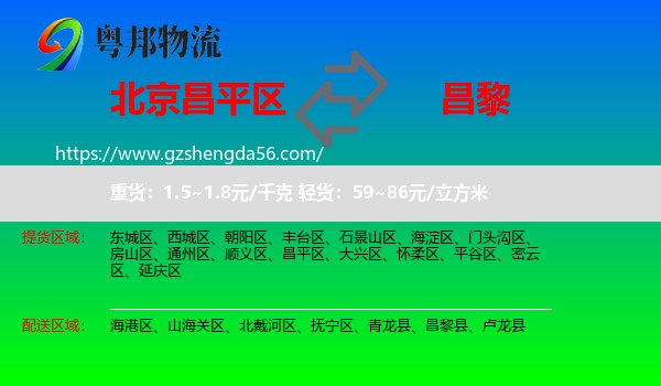 昌平区到昌黎县物流专线