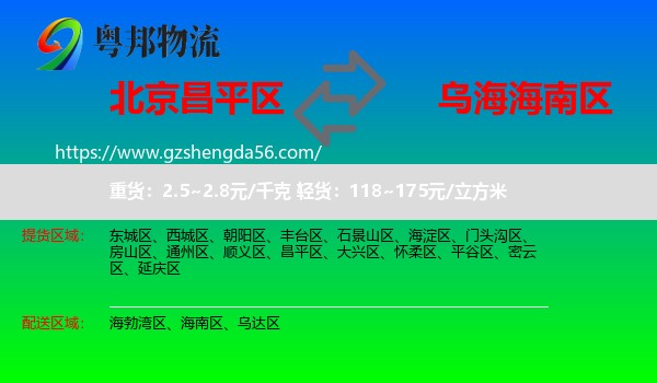 昌平区到海南区物流专线