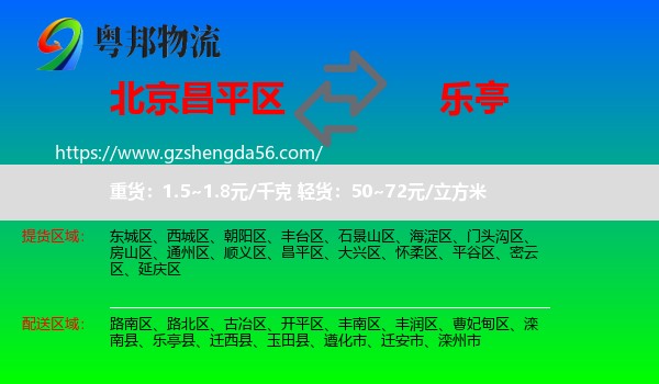 昌平区到乐亭县物流专线