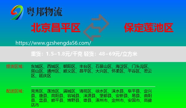 昌平区到莲池区物流专线