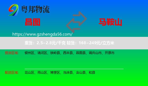 昌图县到马鞍山物流