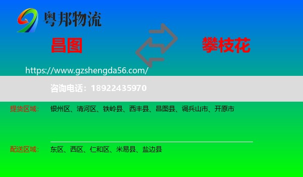 昌图县到攀枝花物流