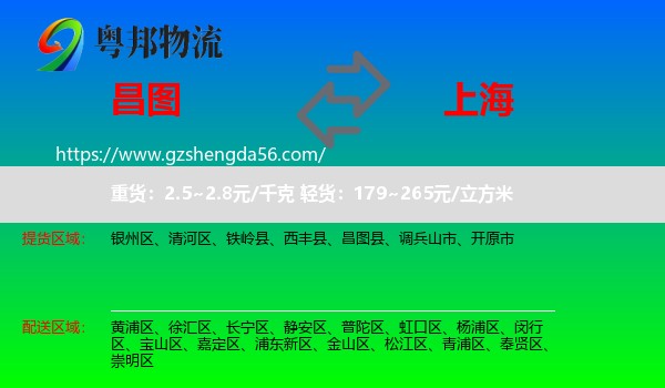 昌图县到上海专线