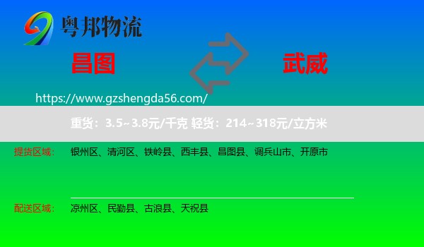 昌图县到武威物流