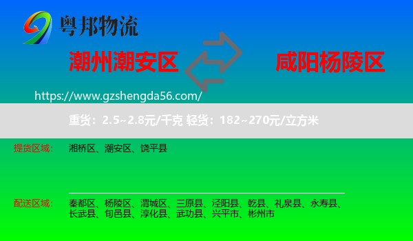 潮安区到杨陵区物流专线