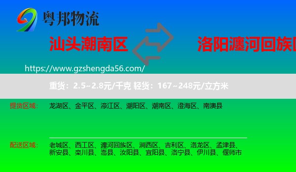 潮南区到瀍河回族区物流专线