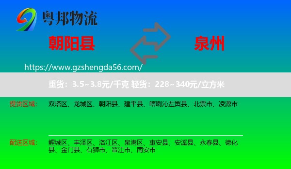 朝阳县到泉州物流专线