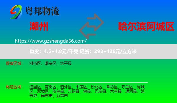 潮州到阿城区物流专线