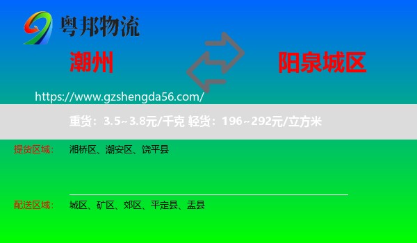 潮州到城区物流专线