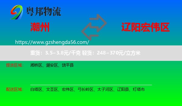 潮州到宏伟区物流专线