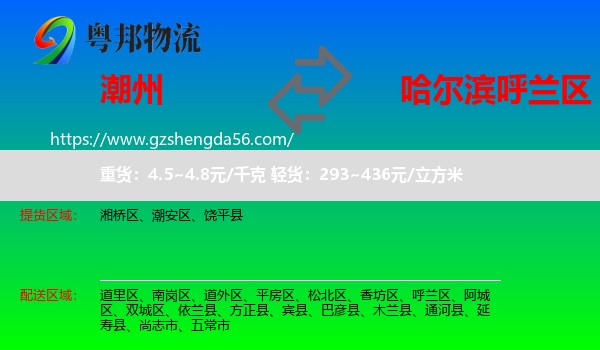 潮州到呼兰区物流专线
