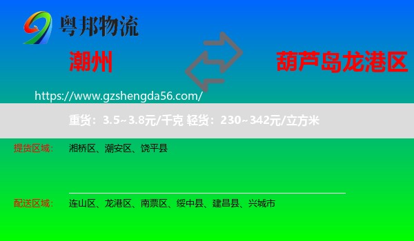 潮州到龙港区物流专线