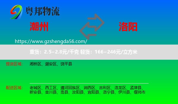 潮州到洛阳物流专线