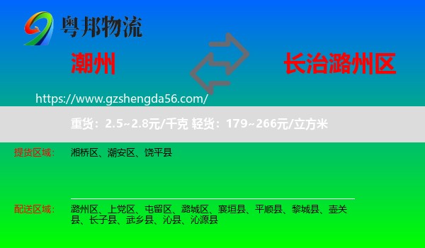 潮州到潞州区物流专线