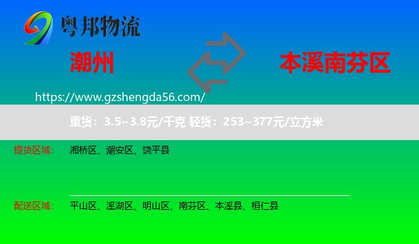 潮州到南芬区物流专线