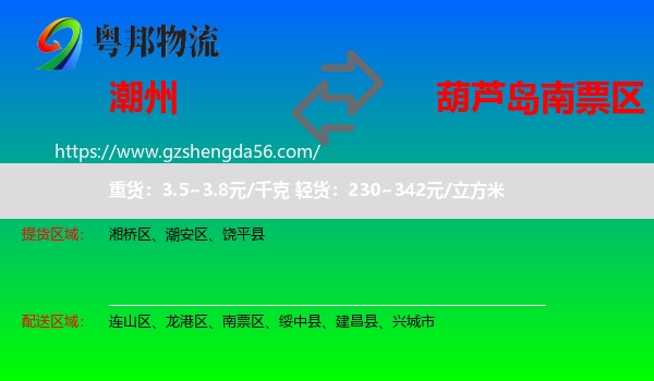 潮州到南票区物流专线