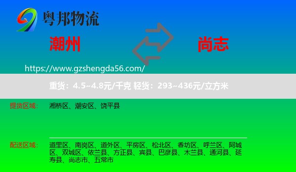 潮州到尚志市物流专线