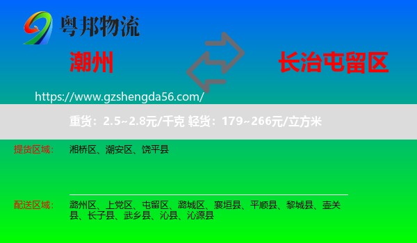 潮州到屯留区物流专线