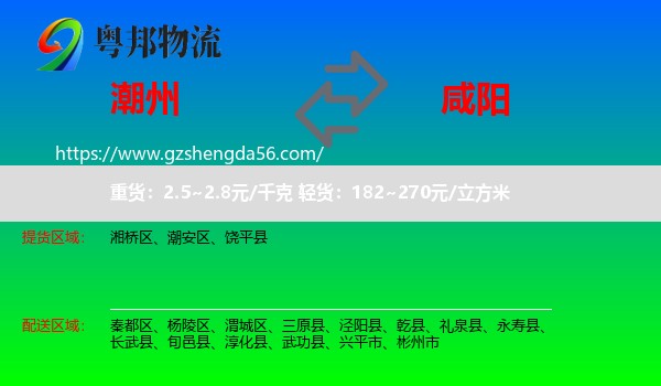 潮州到咸阳物流专线