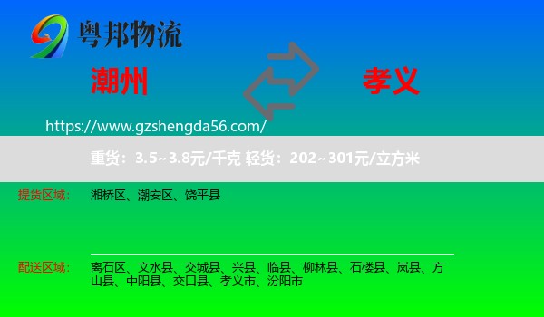潮州到孝义市物流专线
