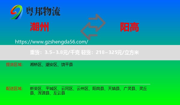 潮州到阳高县物流专线