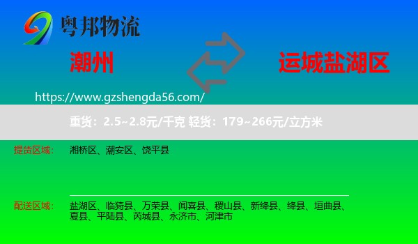 潮州到盐湖区物流专线