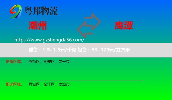 潮州到鹰潭物流专线