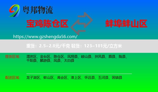 陈仓区到蚌山区物流专线