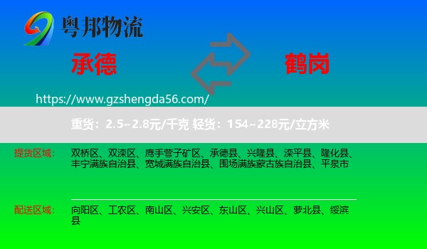 承德到鹤岗物流