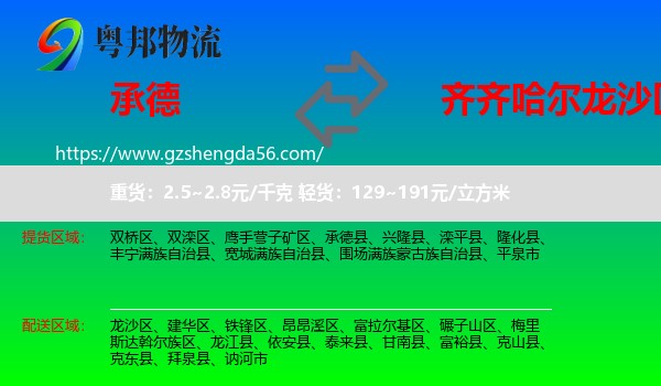 承德到龙沙区物流专线