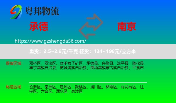 承德到南京专线